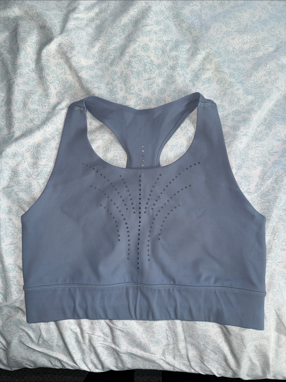 High-Neck Wireless Sports Bra in Dusty Blue